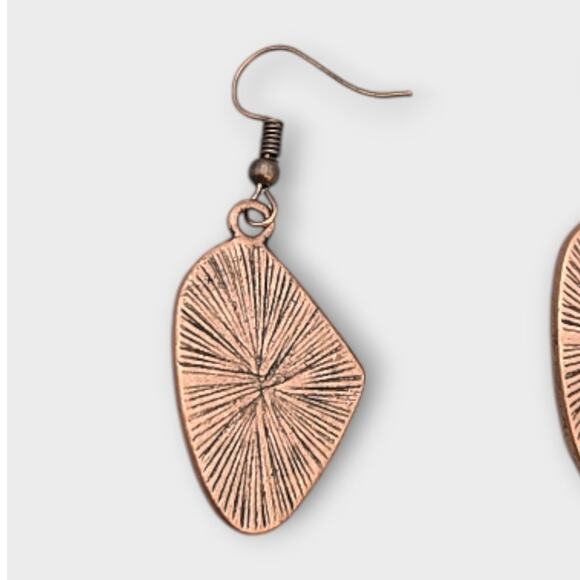 White Moonglow Style Drop Earrings – Copper Tone Dangle - Picture 6 of 8